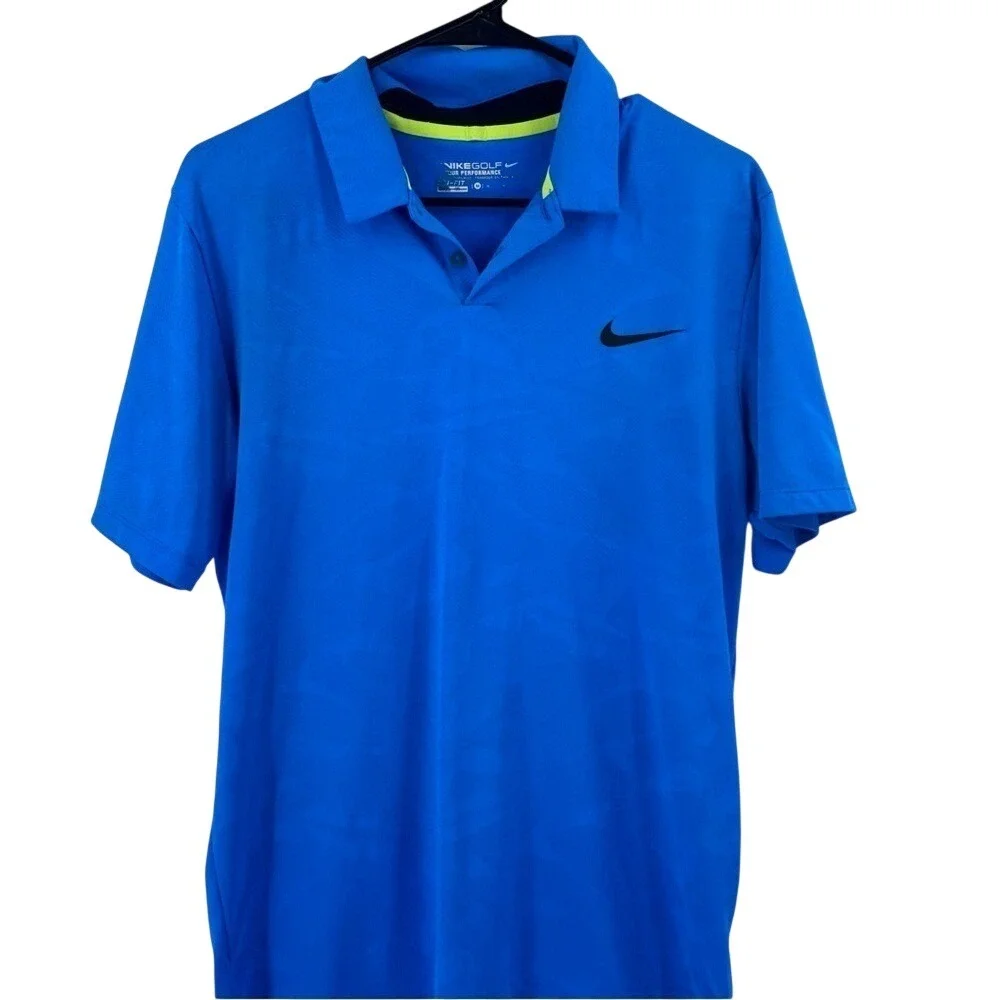 Nike Tour Performance Blue‎ and Black Polo Shirt with Classic Design
